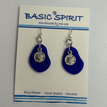 Blue Sand dollar Seaglass Earrings