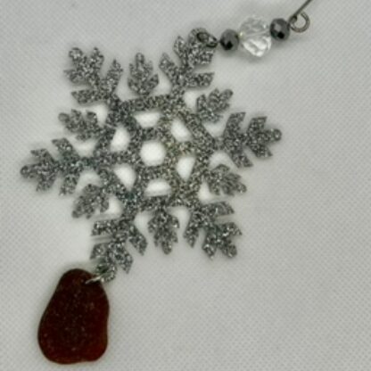 Snowflake Ornament with Brown Seaglass