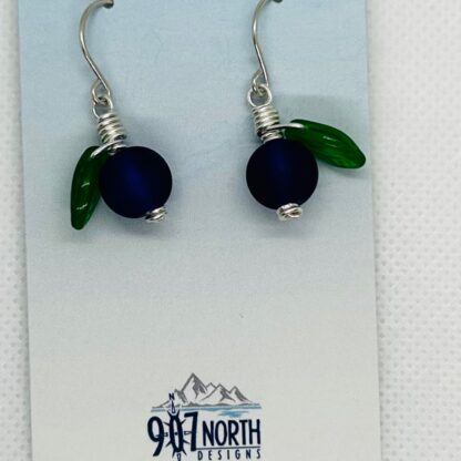 Blueberry Earings , Silver, Frosted